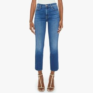 MOTHER The Outsider Ankle Fray Jeans Size 25 Uncharted Waters Blue Designer